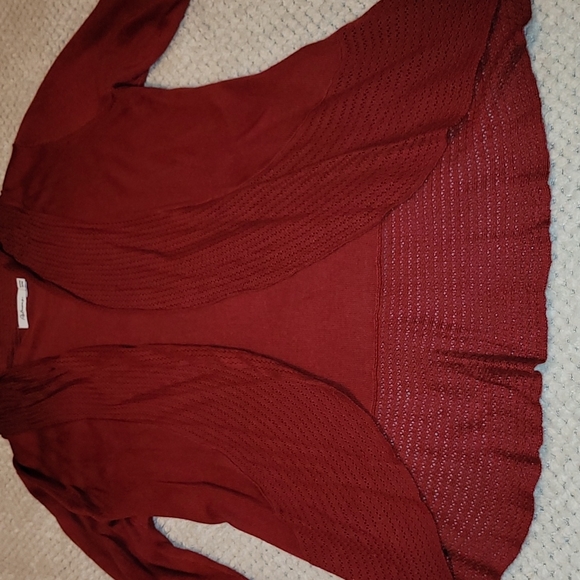 Deep red knit open cardigan - Picture 3 of 3